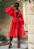 Red Moulin Rouge Ruffle Duster