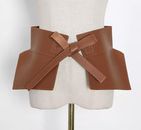 Leather Peplum Bow Belt
