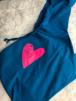 Luv + Charm Unisex Hooded Sweatshirt (Royal Blue w/pink)