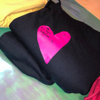 Luv + Charm Unisex Hooded Sweatshirt (Navy w/pink heart )